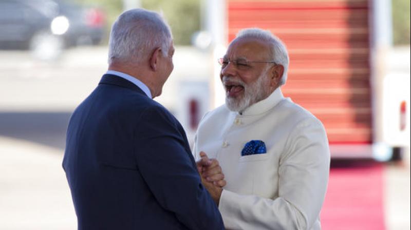 Modi said his visit celebrates the strength of centuries-old links between the two societies and 'based on these bonds, our partnership has maintained a strong and sustained upswing since the establishment of full relationship, diplomatic relations, 25 years ago.' (Photo: AP) Modi said his visit celebrates the strength of centuries-old links between the two societies and 'based on these bonds, our partnership has maintained a strong and sustained upswing since the establishment of full relationship, diplomatic relations, 25 years ago.' (Photo: AP)