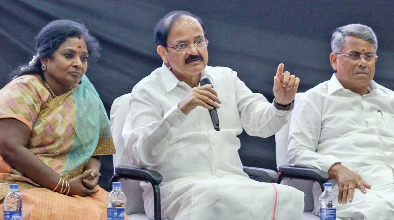 Union minister Venkaiah Naidu explains GST’s benefits at a conference on MODI (Making of Developed India) and GST, in the city on Sunday. (Photo: DC) Union minister Venkaiah Naidu explains GST’s benefits at a conference on MODI (Making of Developed India) and GST, in the city on Sunday. (Photo: DC)