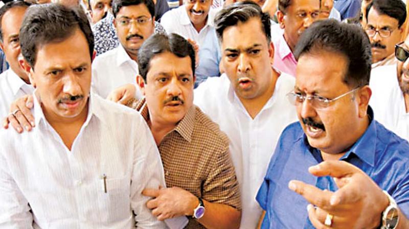 Magadi MLA H.C. Balakrishna, Chamarajpet MLA B.Z. Zameer Ahmed Khan, Gangavathi MLA Iqbal Ansari and Nagamangala MLA N. Cheluvarayaswamy, who were suspended by JD(S), are set to join the Congress in December Magadi MLA H.C. Balakrishna, Chamarajpet MLA B.Z. Zameer Ahmed Khan, Gangavathi MLA Iqbal Ansari and Nagamangala MLA N. Cheluvarayaswamy, who were suspended by JD(S), are set to join the Congress in December