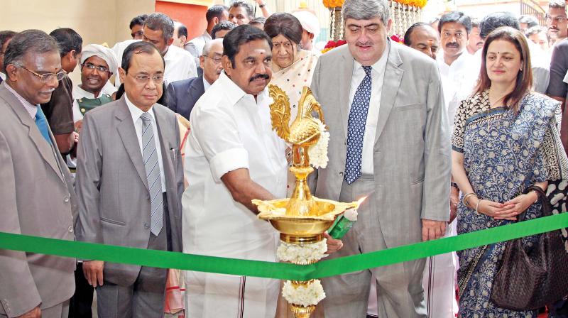 The renovated Kalas Mahal, a majestic Indo Saracenic structure, housing the National Green Tribunal (NGT) southern zone offices was inaugurated by CM Edappadi K. Palaniswami, The NGT houses three court halls. Justice Sanjay Kishan Kaul, judge Supreme Court of India, Indira Banerjee Chief Justice of Madras HC, chairperson of NGT Justice Swatanter Kumar and Judicial Member of NGT Justice P. Jyothimani were also present on the occasion (Photo :DC) The renovated Kalas Mahal, a majestic Indo Saracenic structure, housing the National Green Tribunal (NGT) southern zone offices was inaugurated by CM Edappadi K. Palaniswami, The NGT houses three court halls. Justice Sanjay Kishan Kaul, judge Supreme Court of India, Indira Banerjee Chief Justice of Madras HC, chairperson of NGT Justice Swatanter Kumar and Judicial Member of NGT Justice P. Jyothimani were also present on the occasion (Photo :DC)