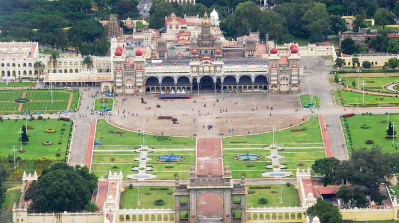 A view of the Mysuru Palace from a chopper A view of the Mysuru Palace from a chopper