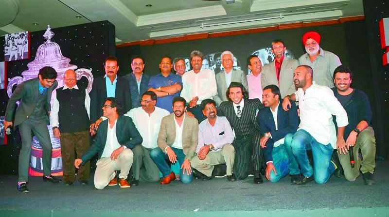 The 1983 cricket team with director Kabir Khan and actor Ranveer Singh The 1983 cricket team with director Kabir Khan and actor Ranveer Singh