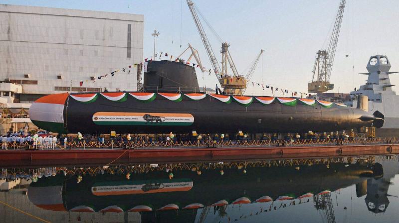 The INS Kalvari is a diesel-electric attack submarine that has been built for the Indian Navy by the Mazagon Dock Shipbuilders Limited. (Photo: PTI) The INS Kalvari is a diesel-electric attack submarine that has been built for the Indian Navy by the Mazagon Dock Shipbuilders Limited. (Photo: PTI)