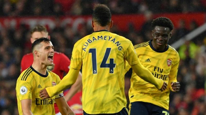 Pierre-Emerick Aubameyang's second-half strike, awarded by VAR, denied Manchester United a much-needed win to kickstart their season. (Photo:AFP) Pierre-Emerick Aubameyang's second-half strike, awarded by VAR, denied Manchester United a much-needed win to kickstart their season. (Photo:AFP)