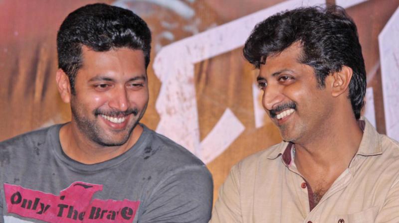 Jaym Ravi and Mohan Raja. Jaym Ravi and Mohan Raja.