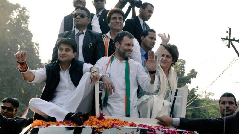 The mega roadshow by Rahul Gandhi, Jyotiraditya Scindia and Priyanka Gandhi Vadra marked Priyanka’s active entry into politics. (Photo: Twitter | @INCUttarPradesh) The mega roadshow by Rahul Gandhi, Jyotiraditya Scindia and Priyanka Gandhi Vadra marked Priyanka’s active entry into politics. (Photo: Twitter | @INCUttarPradesh)