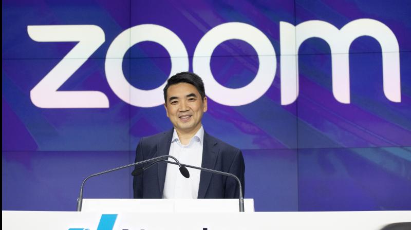 In this April 18, 2019 file photo, Zoom CEO Eric Yuan attends the opening bell at Nasdaq as his company holds its IPO in New York. (Photo | AP) In this April 18, 2019 file photo, Zoom CEO Eric Yuan attends the opening bell at Nasdaq as his company holds its IPO in New York. (Photo | AP)
