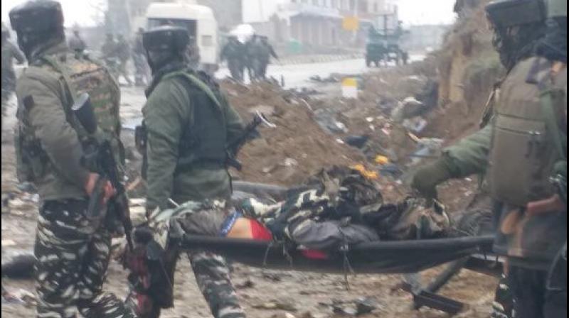 At least 18 soldiers were killed in an terror attack on a Central Reserve Police Force (CRPF) convoy in J&K’s Pulwama.(Photo: @Irfansm_1 | Twitter) At least 18 soldiers were killed in an terror attack on a Central Reserve Police Force (CRPF) convoy in J&K’s Pulwama.(Photo: @Irfansm_1 | Twitter)