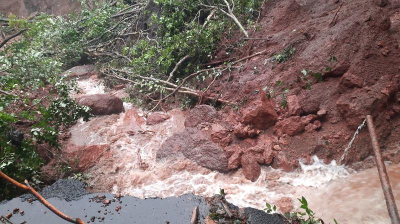 The damaged road at Kalache village. (Photo: DC)