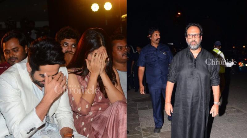 (L) Lead actors Ayushmann Khurrana and Bhumi Pednekar share a light moment at the trailer launch of 'Shubh Mangal Saavdhan', (R) producer-director Aanand L Rai. (L) Lead actors Ayushmann Khurrana and Bhumi Pednekar share a light moment at the trailer launch of 'Shubh Mangal Saavdhan', (R) producer-director Aanand L Rai.