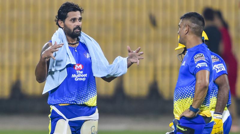 Captain of three-time IPL champions, Mahendra Singh Dhoni and teammate Murali Vijay after a practice session ahead of the13th edition of the tournament in Chennai on Monday. PTI Photo Captain of three-time IPL champions, Mahendra Singh Dhoni and teammate Murali Vijay after a practice session ahead of the13th edition of the tournament in Chennai on Monday. PTI Photo