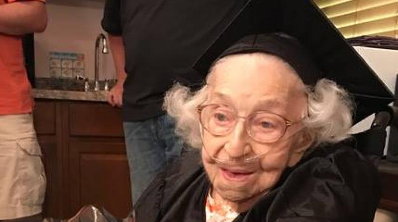 Theresia Brandl donned a cap and gown Wednesday at her Oakdale nursing home to celebrate. (Photo: Facebook) Theresia Brandl donned a cap and gown Wednesday at her Oakdale nursing home to celebrate. (Photo: Facebook)