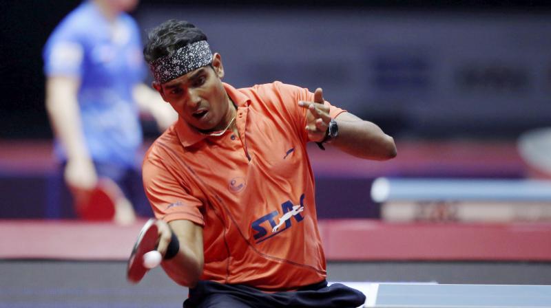 Sharath Kamal in action at the India Open in New Delhi. (Photo: PTI) Sharath Kamal in action at the India Open in New Delhi. (Photo: PTI)