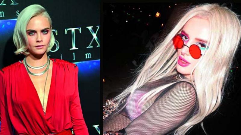 Many Hollywood divas are choosing to dye their hair grey or platinum blonde. Cara Delevingne; Bella Thorne Many Hollywood divas are choosing to dye their hair grey or platinum blonde. Cara Delevingne; Bella Thorne