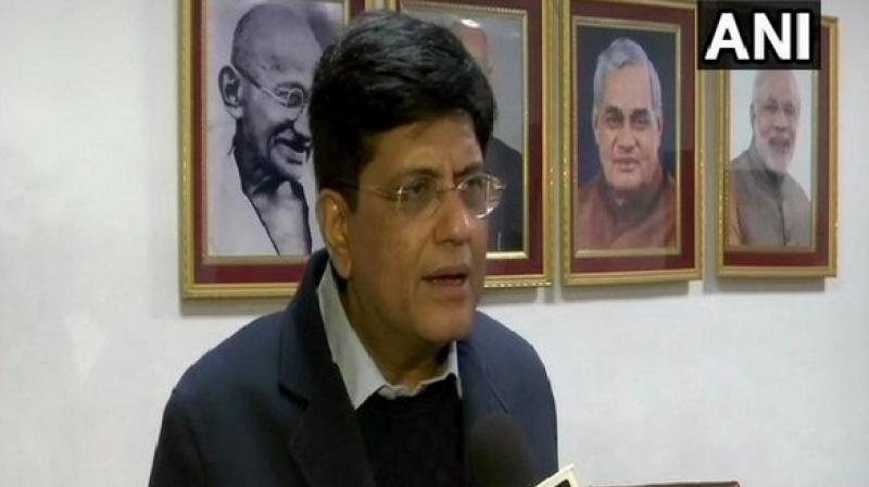 'Around 2.32 lakh vacancies are to be filled in the Railways as 1.32 lakh seats are presently vacant and 1 lakh employees will retire in two years. Last year, we started a mission to provide employment to 1.50 lakh people, which will be completed in the next two months,' Goyal said. (Photo: ANI) 'Around 2.32 lakh vacancies are to be filled in the Railways as 1.32 lakh seats are presently vacant and 1 lakh employees will retire in two years. Last year, we started a mission to provide employment to 1.50 lakh people, which will be completed in the next two months,' Goyal said. (Photo: ANI)
