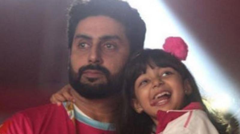 Abhishek Bachchan with daughter Aaradhya. Abhishek Bachchan with daughter Aaradhya.