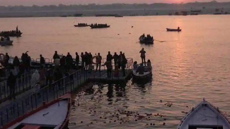 The stage is set for the commencement of the much-publicised 49-day Kumbh Mela with its first official bathing of Makar Sankranti on Tuesday to be undertaken by about 1.25 crore devotees. (Photo: ANI) The stage is set for the commencement of the much-publicised 49-day Kumbh Mela with its first official bathing of Makar Sankranti on Tuesday to be undertaken by about 1.25 crore devotees. (Photo: ANI)