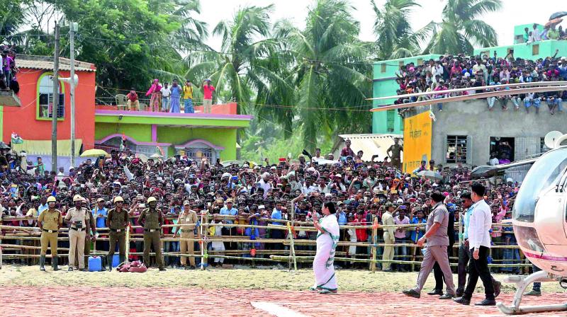 Chief minister Mamata Banerjee in her election meeting at Basanti in South 24 parganas on Sunday. (Photo: AA) Chief minister Mamata Banerjee in her election meeting at Basanti in South 24 parganas on Sunday. (Photo: AA)