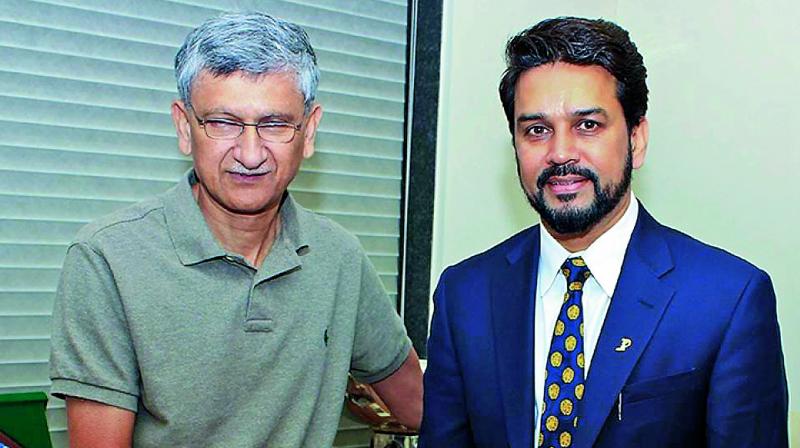 A file photo of BCCI secretary Ajay Shirke (left) and president Anurag Thakur. (Photo: BCCI) A file photo of BCCI secretary Ajay Shirke (left) and president Anurag Thakur. (Photo: BCCI)