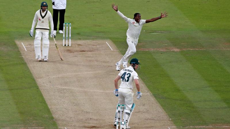 Jofra Archer smiles as Cameron Bancroft after getting dismissed by Jofra Archer. (Photo: AFP) Jofra Archer smiles as Cameron Bancroft after getting dismissed by Jofra Archer. (Photo: AFP)