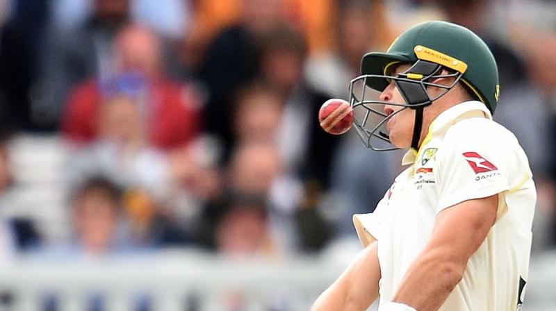 Steve Smith suffered a delayed concussion after being hit on the neck and was later ruled out of the third match starting at Headingley in Leeds on Thursday. Labuschagne, who replaced Smith as test cricket’s first concussion substitution, was struck on the protective face grill of his helmet on his second ball. (Photo:AFP) Steve Smith suffered a delayed concussion after being hit on the neck and was later ruled out of the third match starting at Headingley in Leeds on Thursday. Labuschagne, who replaced Smith as test cricket’s first concussion substitution, was struck on the protective face grill of his helmet on his second ball. (Photo:AFP)