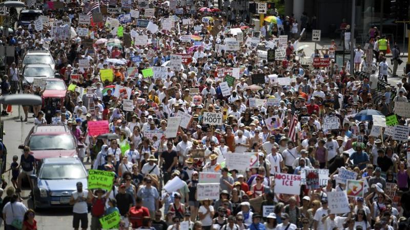 Protesters flooded more than 700 marches, from immigrant-friendly cities like New York and Los Angeles to conservative Appalachia and Wyoming. (Photo: AP) Protesters flooded more than 700 marches, from immigrant-friendly cities like New York and Los Angeles to conservative Appalachia and Wyoming. (Photo: AP)