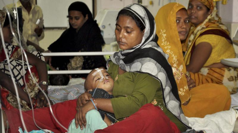 An inside view of a ward of Baba Raghav Das Medical College Hospital in Gorakhpur on Friday,where at least 63 children died since the past six days. (Photo: PTI) An inside view of a ward of Baba Raghav Das Medical College Hospital in Gorakhpur on Friday,where at least 63 children died since the past six days. (Photo: PTI)
