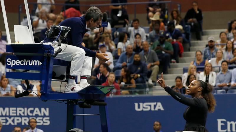 Williams, 37, was given a first code violation after umpire Carlos Ramos judged her coach Patrick Mouratoglou to be coaching -- something that is prohibited under Grand Slam rules -- as he watched the match courtside. (Photo: AFP) Williams, 37, was given a first code violation after umpire Carlos Ramos judged her coach Patrick Mouratoglou to be coaching -- something that is prohibited under Grand Slam rules -- as he watched the match courtside. (Photo: AFP)