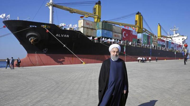 Iranian President Hassan Rouhani poses during the inauguration a newly built extension of the Chabahar Port, near the Pakistani border, in southeastern Iran on Sunday. (Photo: AP) Iranian President Hassan Rouhani poses during the inauguration a newly built extension of the Chabahar Port, near the Pakistani border, in southeastern Iran on Sunday. (Photo: AP)