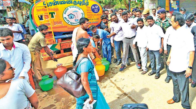 Kolathur constituency DMK MLA M.K. Stalin inspecting facilities available to residents of his constituency. (Photo: DC) Kolathur constituency DMK MLA M.K. Stalin inspecting facilities available to residents of his constituency. (Photo: DC)