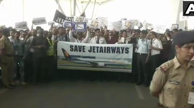 The beleaguered Jet Airways, which is flying just six-seven aircraft on Saturday, has asked its lenders to grant some "interim funding." (Photo: ANI) The beleaguered Jet Airways, which is flying just six-seven aircraft on Saturday, has asked its lenders to grant some "interim funding." (Photo: ANI)