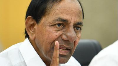 Telangana chief minister K Chandrashekar Rao addresses a press conference in Hyderabad to announce an extension of the coronavirus lockdown in the state.(Photo: Twitter/@TelanganaCMO)