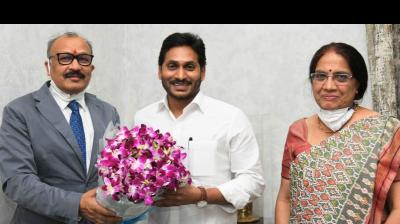 Chief Secretary Adityanath Das (left)  attended the review meeting from Srikakulam through video conference and explained the situation in the three districts. — DC file photo