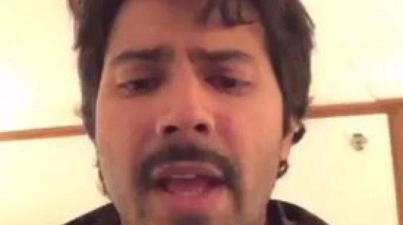A screenshot from Varun Dhawan's video of him singing Theher Ja. A screenshot from Varun Dhawan's video of him singing Theher Ja.