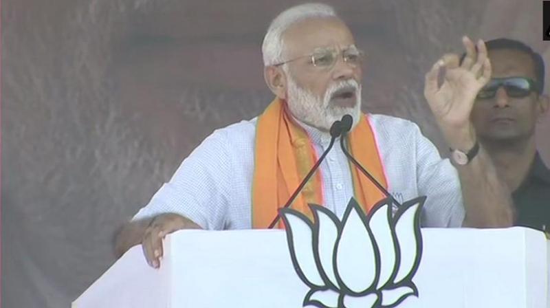 'Opposition leaders have a long face after half of polling is over as they know the outcome,' Modi said at a public meeting here in the Bundelkhand region of Uttar Pradesh. (Photo: Twitter/ ANI) 'Opposition leaders have a long face after half of polling is over as they know the outcome,' Modi said at a public meeting here in the Bundelkhand region of Uttar Pradesh. (Photo: Twitter/ ANI)