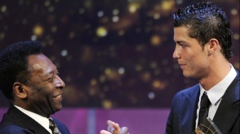 Brazillian football legend Pele and Portugal's Cristiano Ronaldo. (Photo: AFP) Brazillian football legend Pele and Portugal's Cristiano Ronaldo. (Photo: AFP)