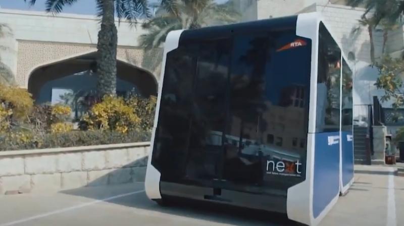 Officials from Dubai’s Roads and Transport Authority (RTA) displayed two cube-shaped vehicles built by US-based Next Future Transportation company in Italy as they spun around on a main street in Dubai. Officials from Dubai’s Roads and Transport Authority (RTA) displayed two cube-shaped vehicles built by US-based Next Future Transportation company in Italy as they spun around on a main street in Dubai.
