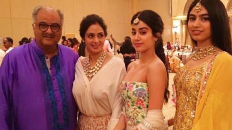 Boney Kapoor, Sridevi, Janhvi Kapoor and Khushi Kapoor. Boney Kapoor, Sridevi, Janhvi Kapoor and Khushi Kapoor.