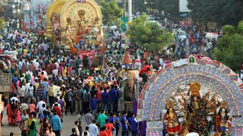 On August 23, West Bengal CM Mamata Banerjee sparked a controversy when she declared that Durga idols would not be immersed after 6 pm on September 30 and October 1 because of Muharram. (Photo: File | PTI) On August 23, West Bengal CM Mamata Banerjee sparked a controversy when she declared that Durga idols would not be immersed after 6 pm on September 30 and October 1 because of Muharram. (Photo: File | PTI)