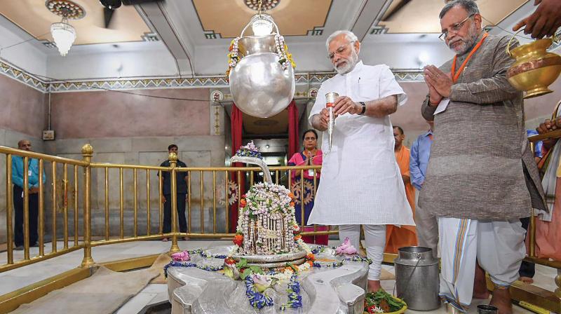 PM Narendra Modi at Kashi Vishwanath Temple in Varanasi (Image: PTI) PM Narendra Modi at Kashi Vishwanath Temple in Varanasi (Image: PTI)