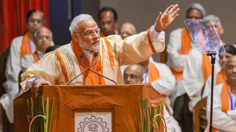 Prime Minister Modi addresses the 56th annual convocation of the Indian Institute of Technology, Bombay, on Saturday. (Photo: PTI) Prime Minister Modi addresses the 56th annual convocation of the Indian Institute of Technology, Bombay, on Saturday. (Photo: PTI)