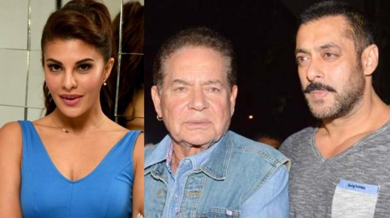 Jacqueline Fernandez, Salim and Salman Khan. Jacqueline Fernandez, Salim and Salman Khan.