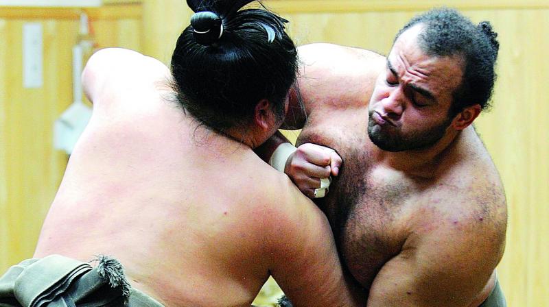 The sumo ring is sacred and it's important spectators don't see anything unsightly. The sumo ring is sacred and it's important spectators don't see anything unsightly.