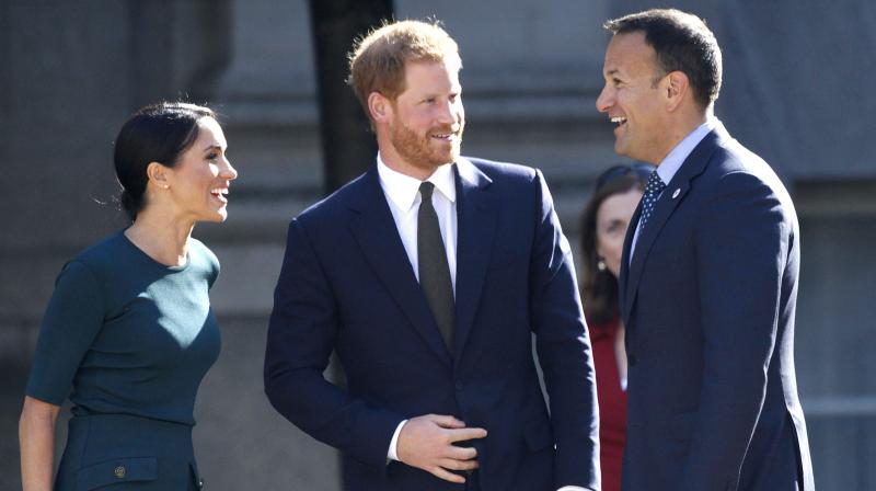 Britain's Prince Harry and Meghan Duchess of Sussex arrive to meet with the Irish Prime Minister Leo Varadkar, right, at government buildings in Dublin, Ireland, Tuesday, July 10, 2018. (Photo: AP) Britain's Prince Harry and Meghan Duchess of Sussex arrive to meet with the Irish Prime Minister Leo Varadkar, right, at government buildings in Dublin, Ireland, Tuesday, July 10, 2018. (Photo: AP)