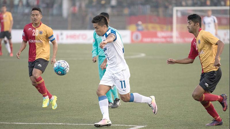 Bengaluru FC skipper Sunil Chhetri in action against East Bengal at the Barasat Stadium on Sunday (Photo: DC) Bengaluru FC skipper Sunil Chhetri in action against East Bengal at the Barasat Stadium on Sunday (Photo: DC)