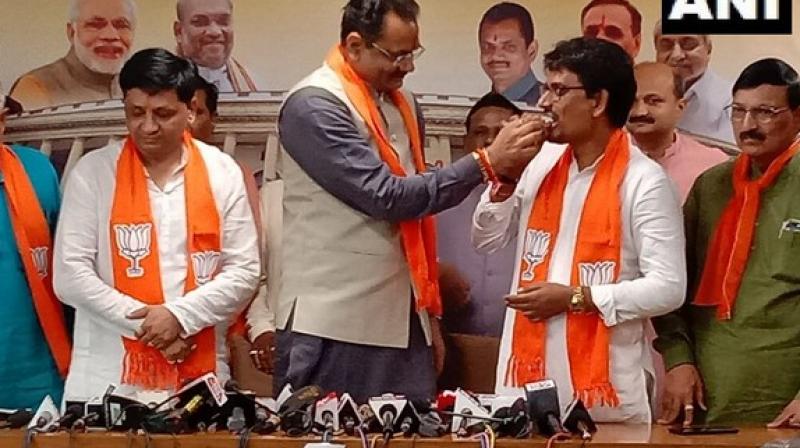 Thakor and Zala-had resigned as Congress MLAs after cross-voting for BJP in the Rajya Sabha bye-elections for two seats in Gujarat on July 5. (Photo: ANI) Thakor and Zala-had resigned as Congress MLAs after cross-voting for BJP in the Rajya Sabha bye-elections for two seats in Gujarat on July 5. (Photo: ANI)