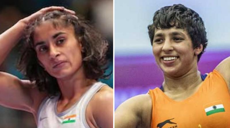 Vinesh Phogat and Anshu Malik won a bronze medal after winning their respective matches in the ongoing Asian Wrestling Championships. Photo:Twitter)