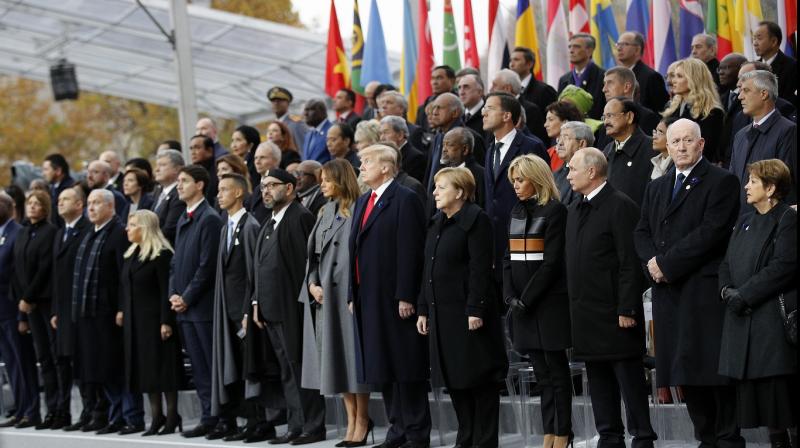 Heads of states and world leaders attend ceremonies at the Arc de Triomphe Sunday, Nov. 11, 2018 in Paris. (Photo: AP) Heads of states and world leaders attend ceremonies at the Arc de Triomphe Sunday, Nov. 11, 2018 in Paris. (Photo: AP)