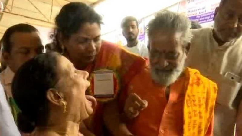People from different parts of the country thronged at exhibition grounds in Nampally to take the benefit of the wonder drug, which apparently cures Asthma and respiratory problems. (Photo: ANI) People from different parts of the country thronged at exhibition grounds in Nampally to take the benefit of the wonder drug, which apparently cures Asthma and respiratory problems. (Photo: ANI)