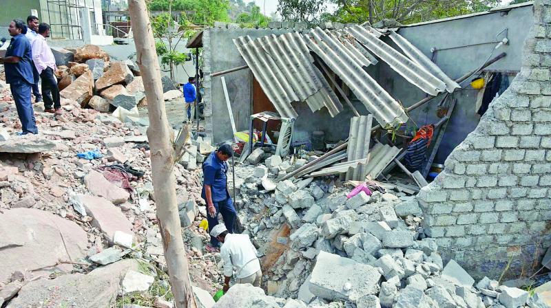 Blasting of rocks done at a vacant plot in Jubilee Hills. (Photo: DC) Blasting of rocks done at a vacant plot in Jubilee Hills. (Photo: DC)